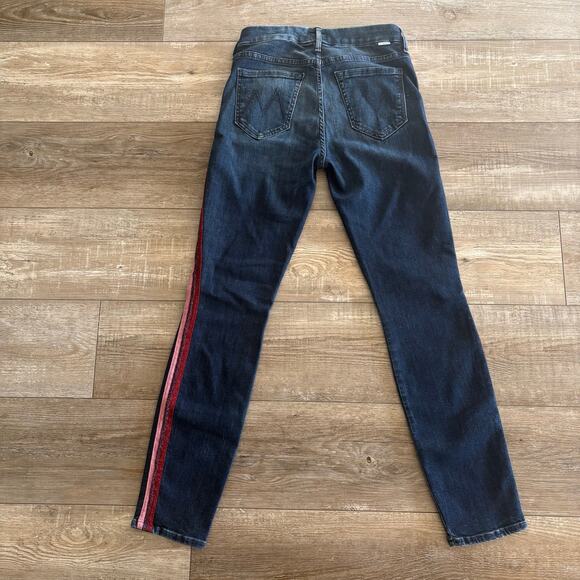 MOTHER The Looker Ankle Jeans Size 25 Here Kitty, Kitty Glitter Racer Stretch - Picture 12 of 12